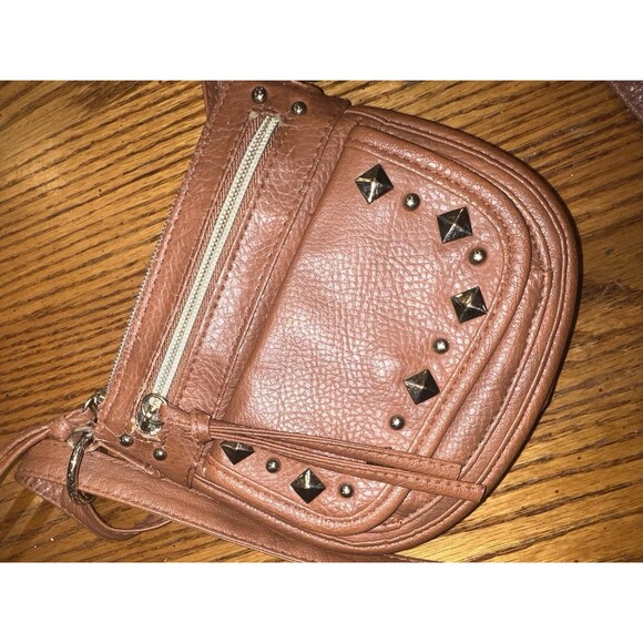 American Rag Studded Crossbody Brown Adjustable Strap Purse 4 Pockets Y2K - Picture 5 of 10